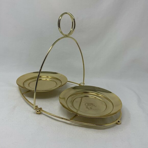 PartyLite - Brass Mix & Mingle Double Jar Candle Holder Display Stand - Picture 1 of 6